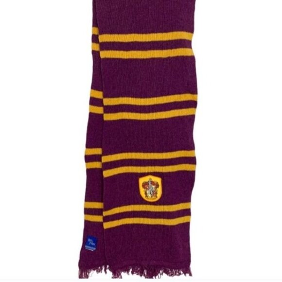 Harry Potter Gryffindor Scarf Costume Halloween Purple Yellow Stripe Lambs Wool - Picture 1 of 9
